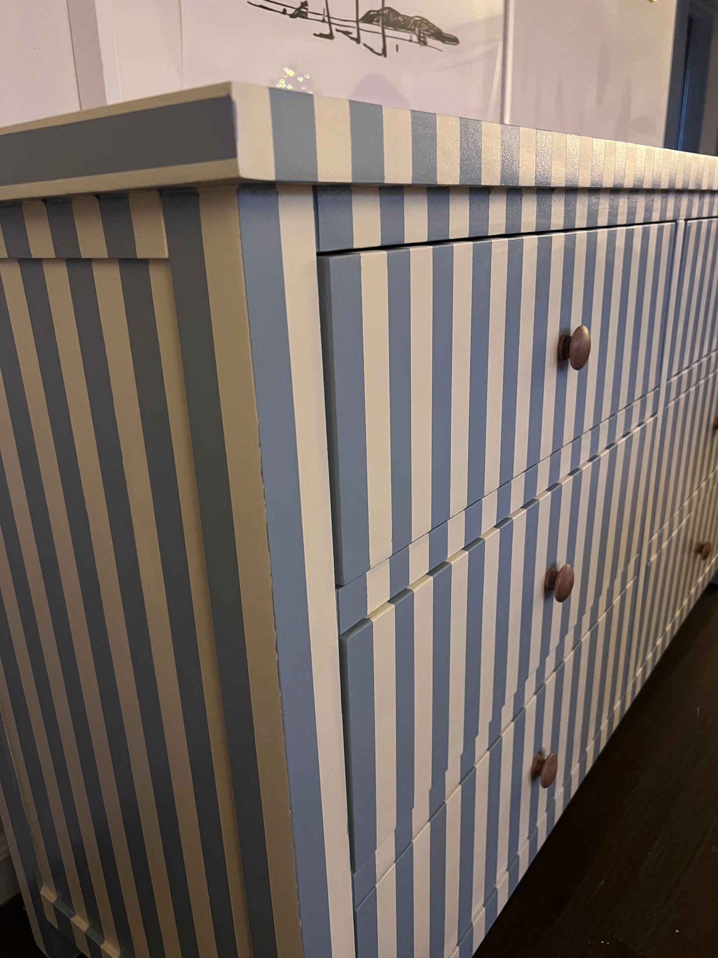 Blue and White Striped Dresser #05