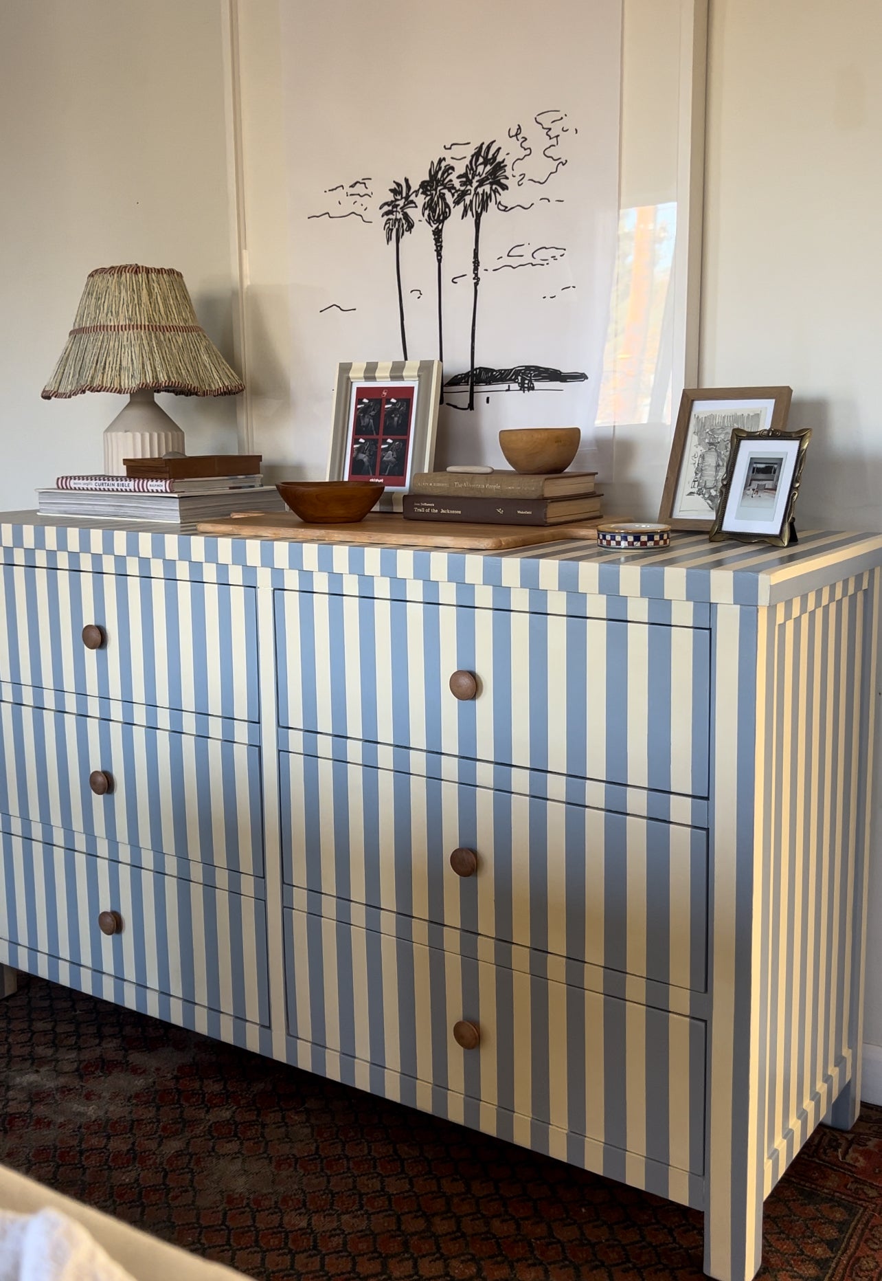 Blue and White Striped Dresser #05
