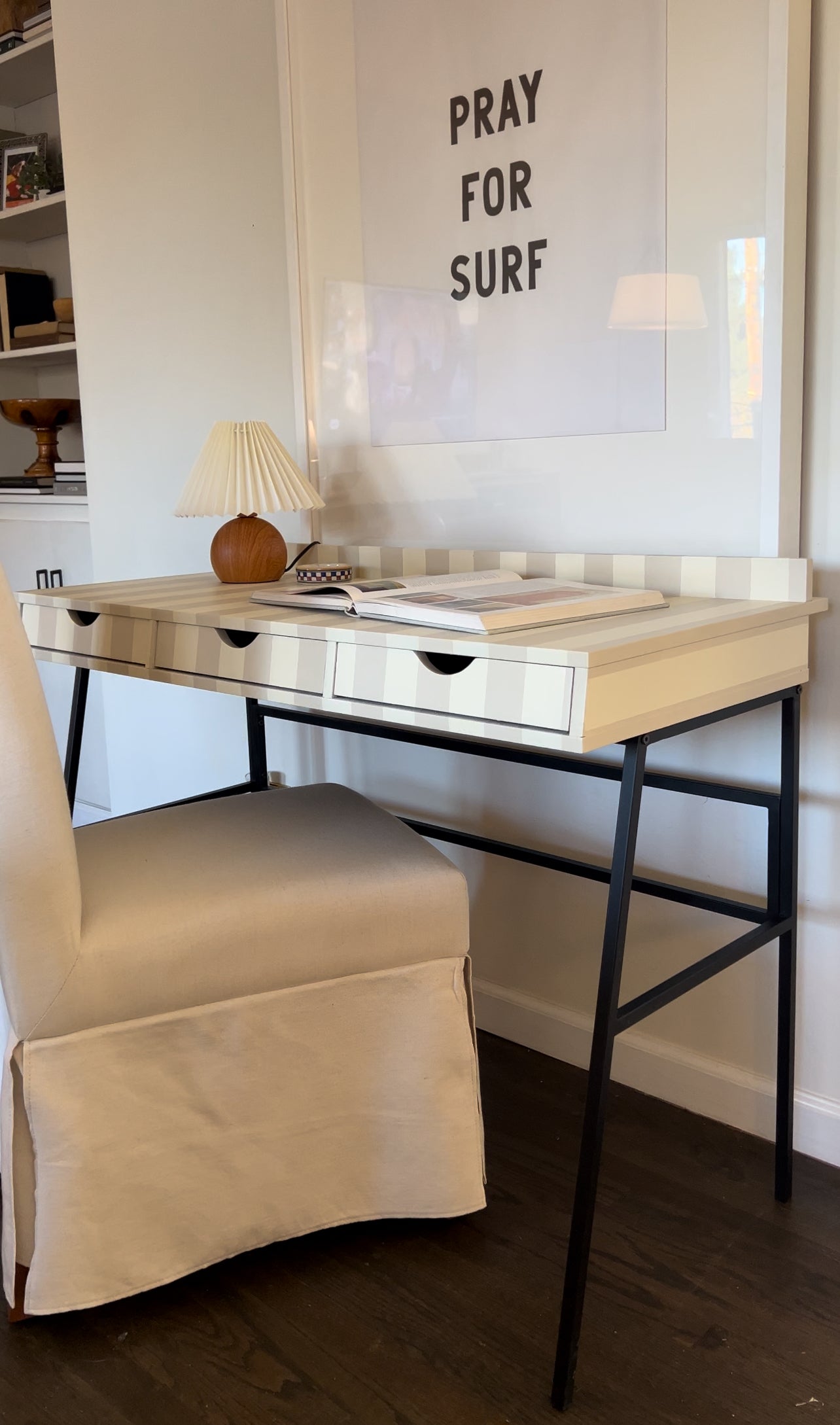 Cream & Tan Striped Desk