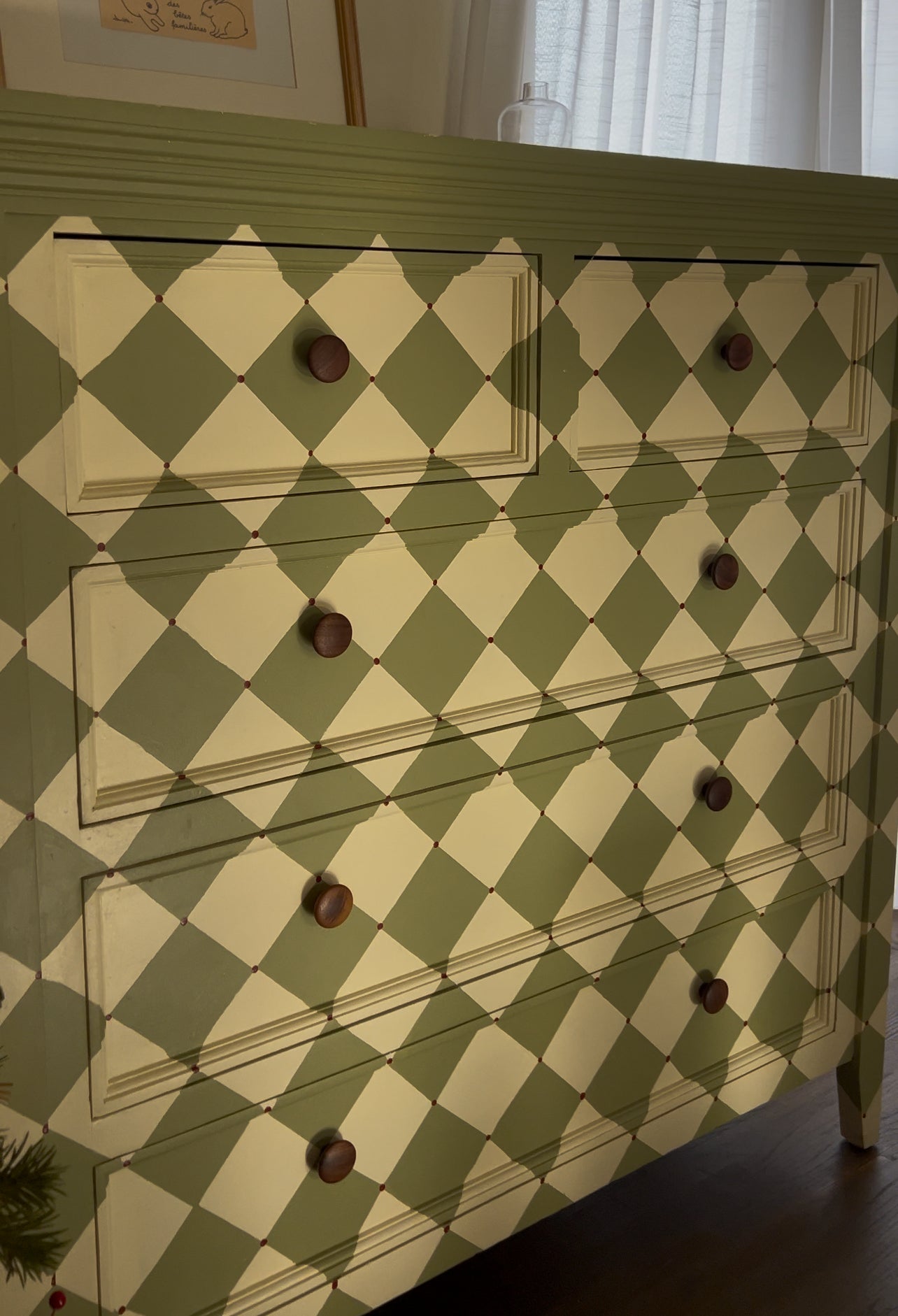 Green & Cream Diamond Tallboy