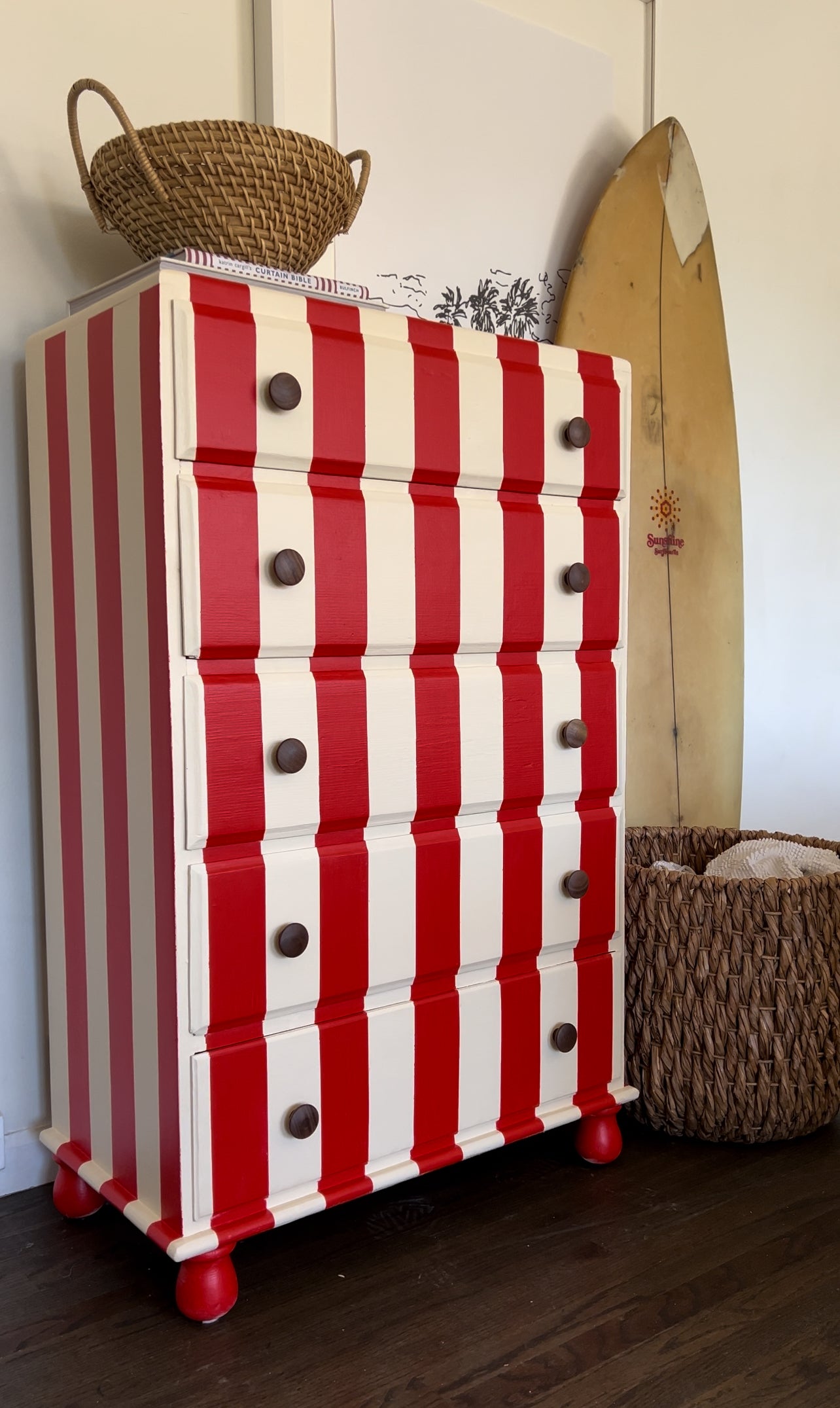 Red and White Striped Tallboy