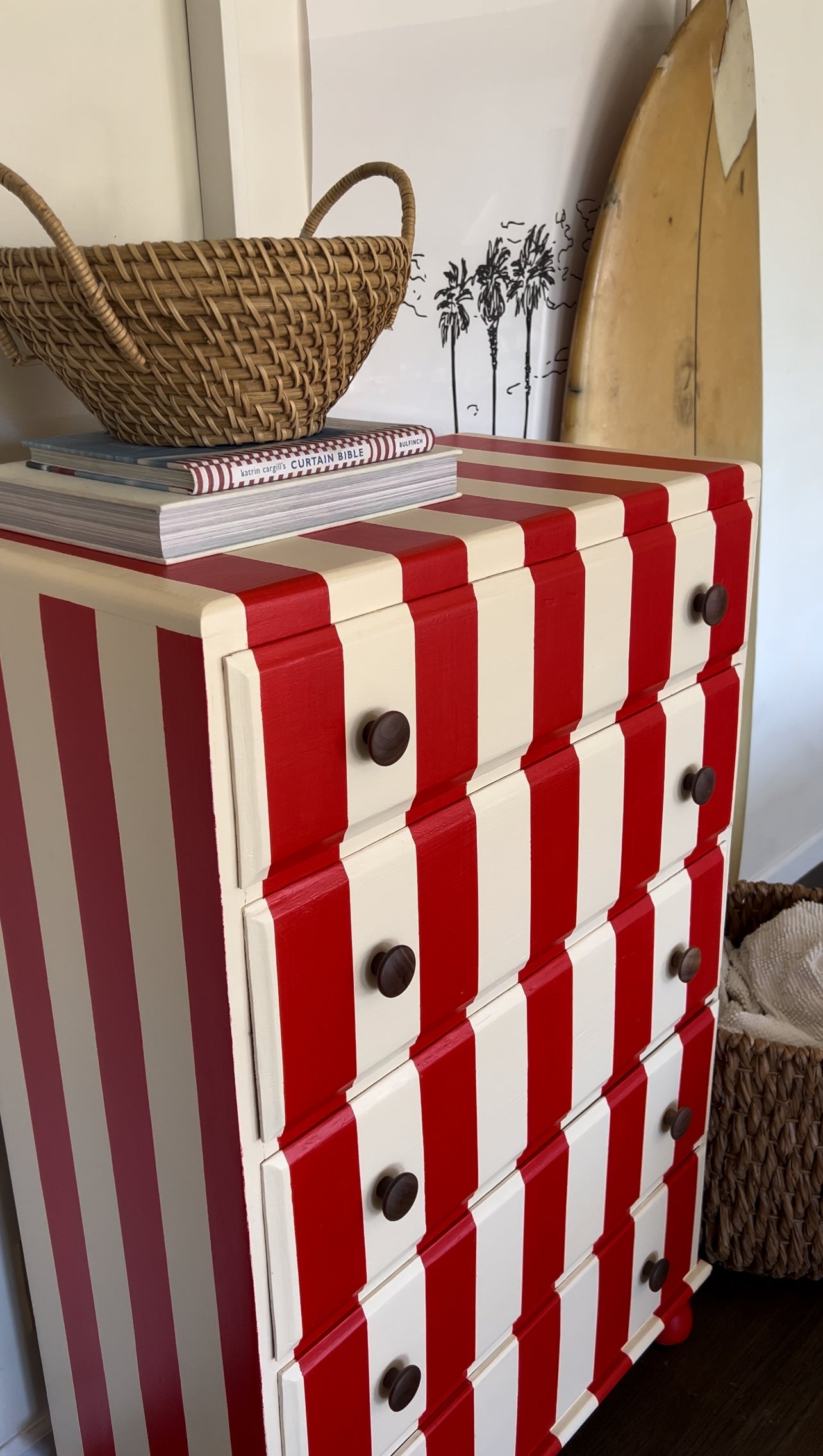 red and white dresser Handcrafted Red and White Floral Bone Inlay Dresser