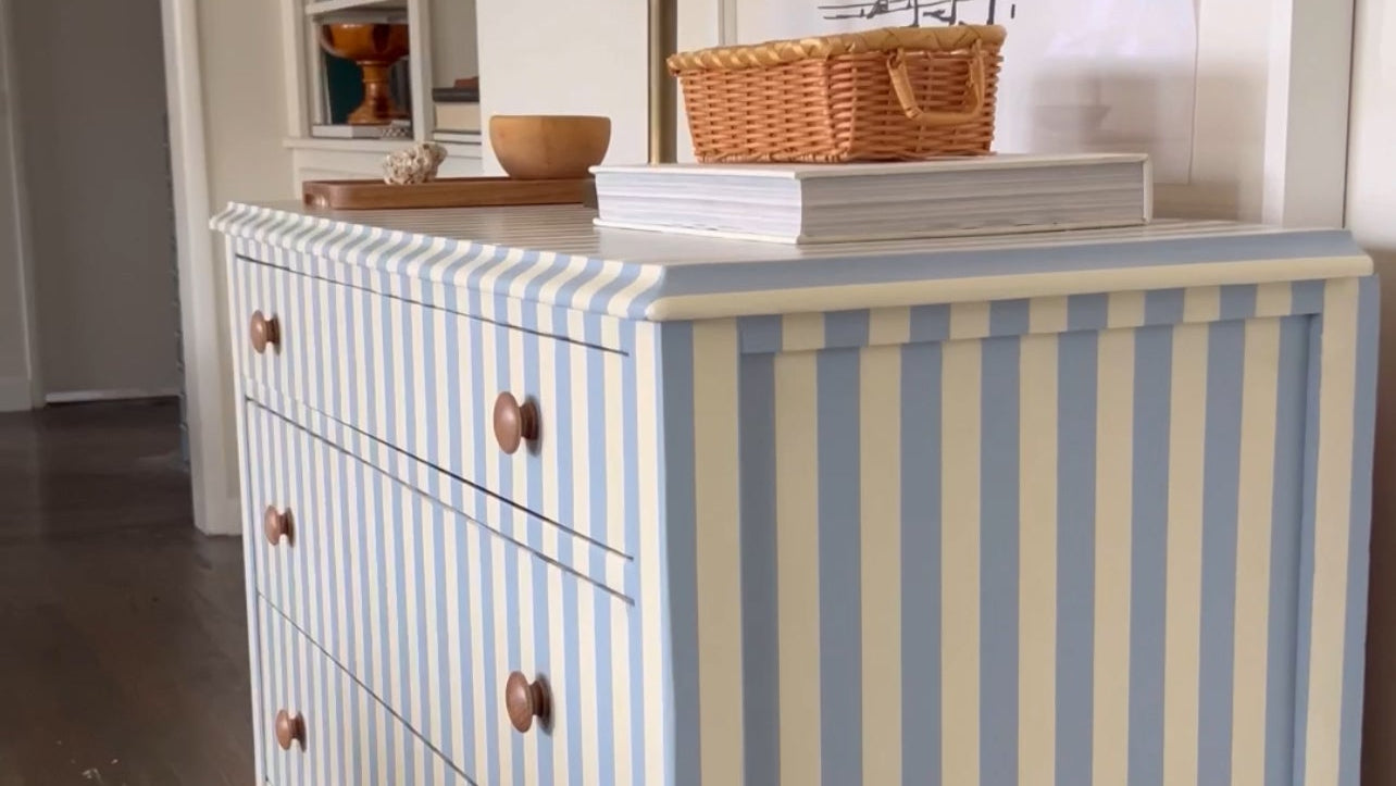 Blue and White Striped Dresser #04