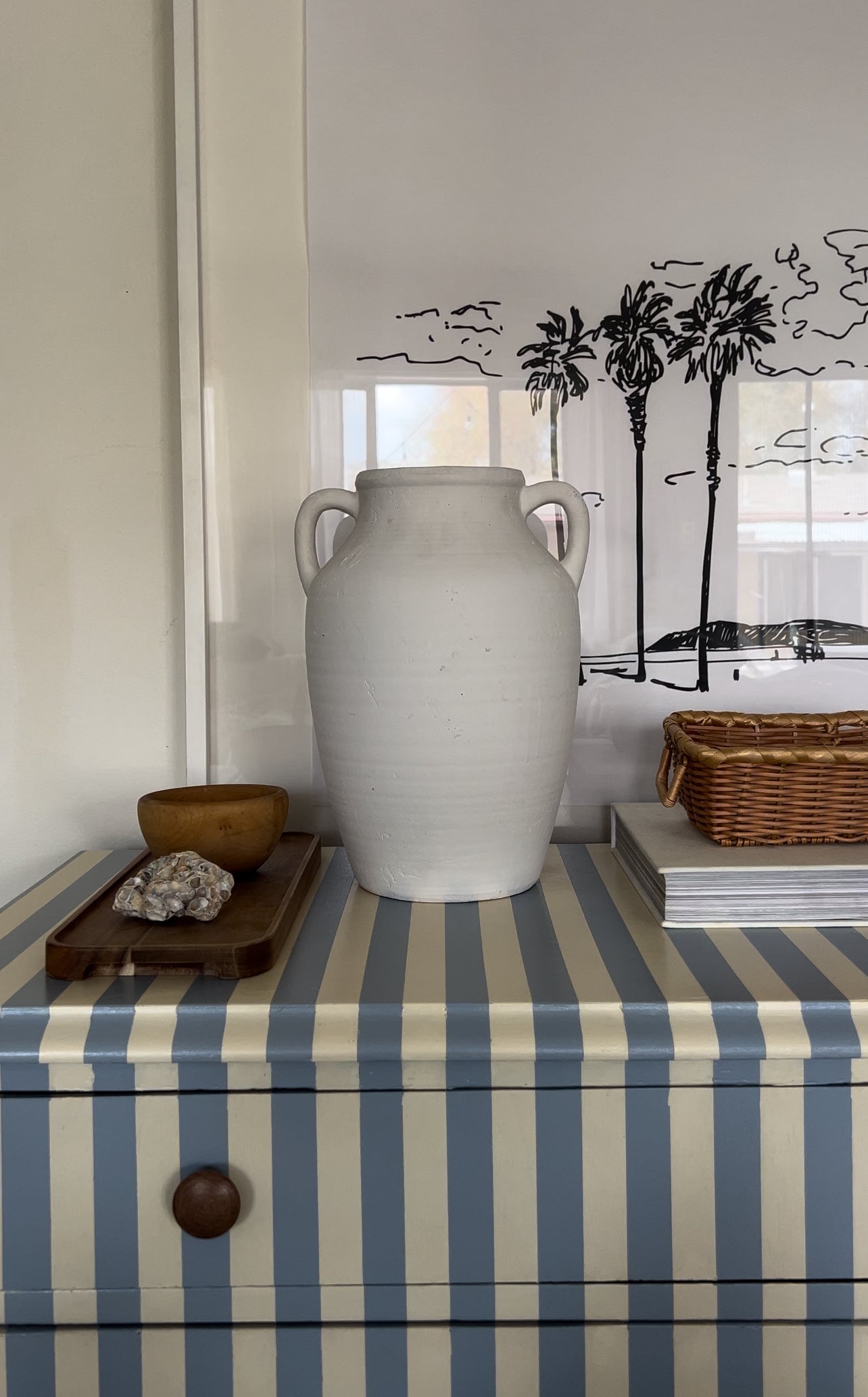 White Washed Olive Pot