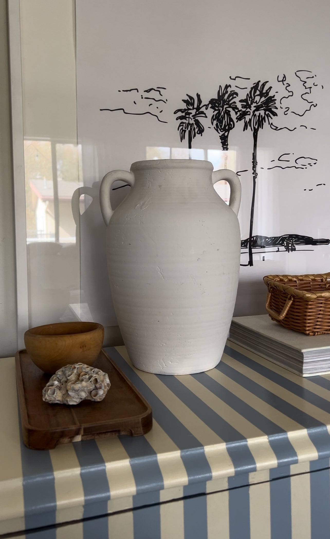 White Washed Olive Pot