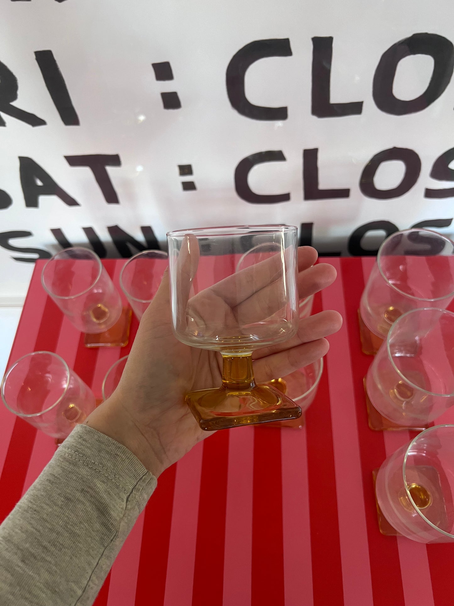 Set of Medium Amber Wine Glasses