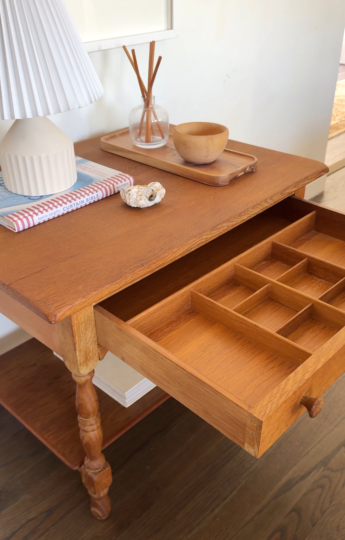 Danish Oak and Wicker Low Table
