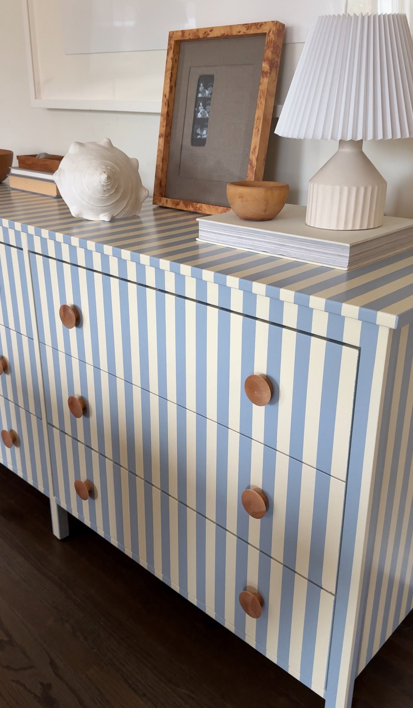 Blue and White Striped Dresser #08