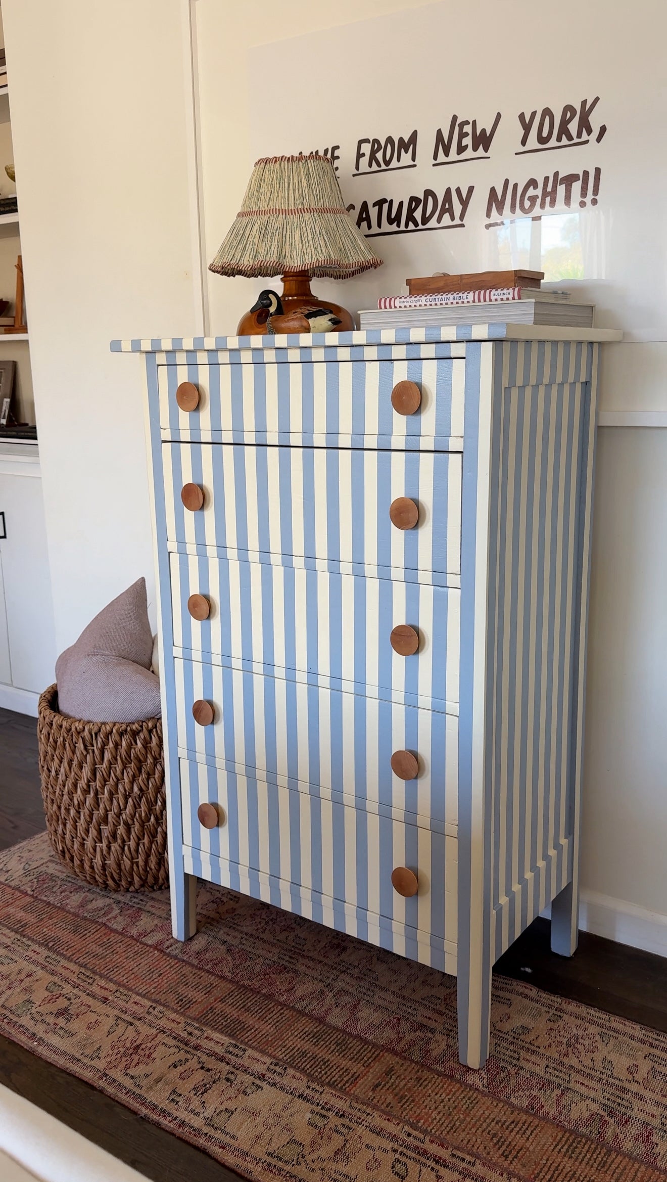 Blue and White Striped Dresser #10