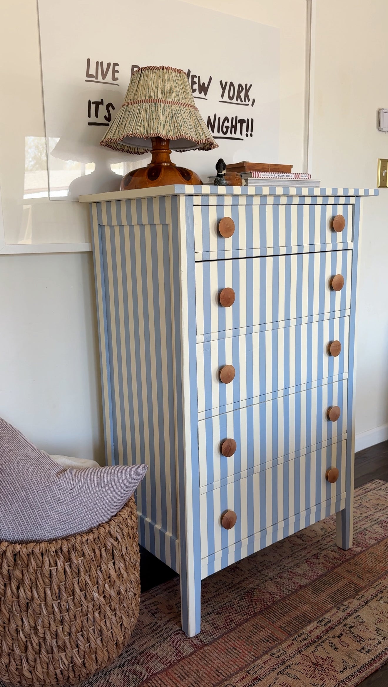 Blue and White Striped Dresser #10