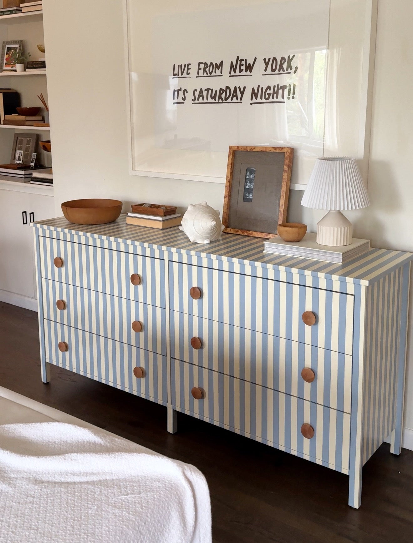 Blue and White Striped Dresser #08