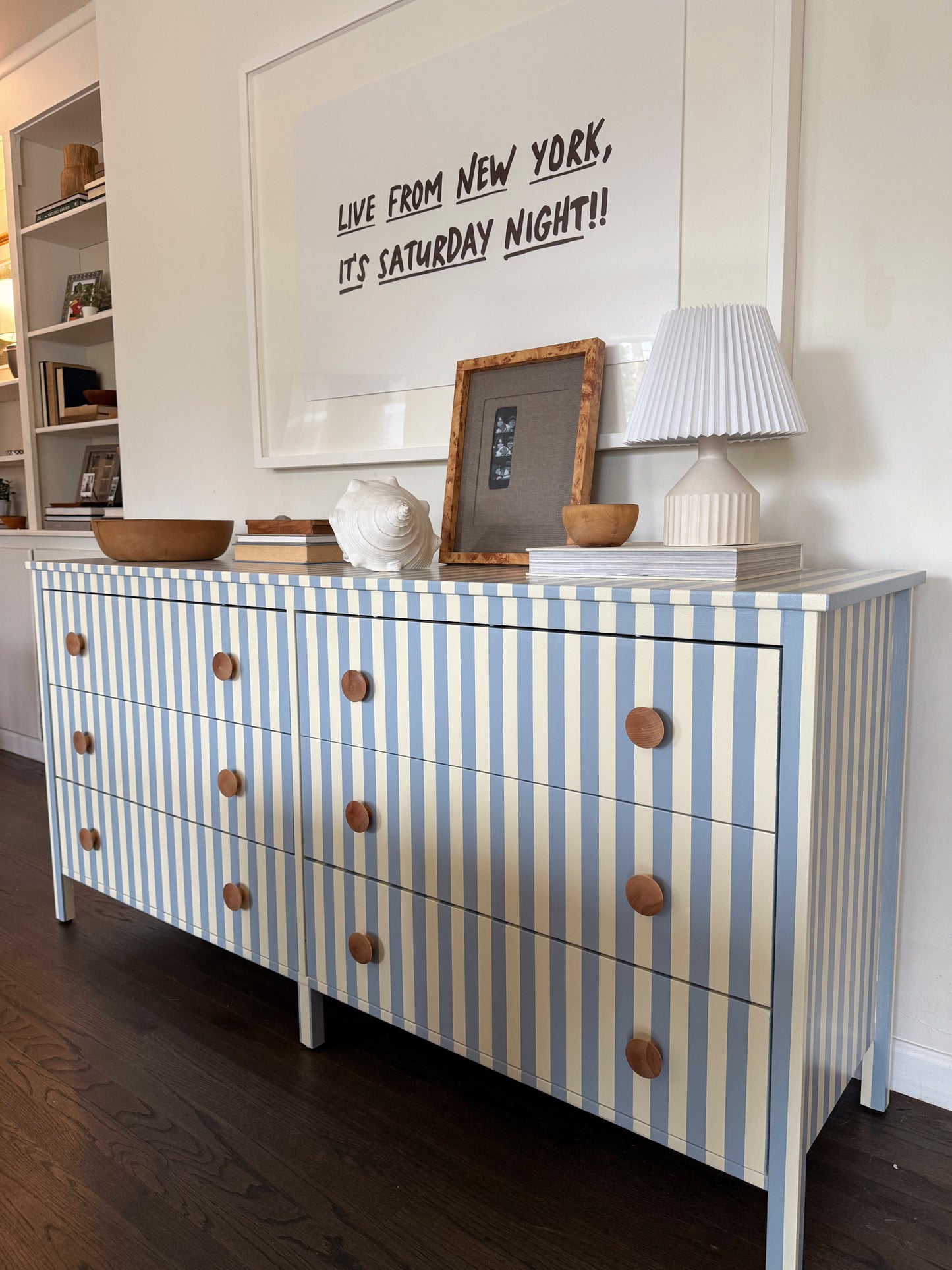 Blue and White Striped Dresser #08