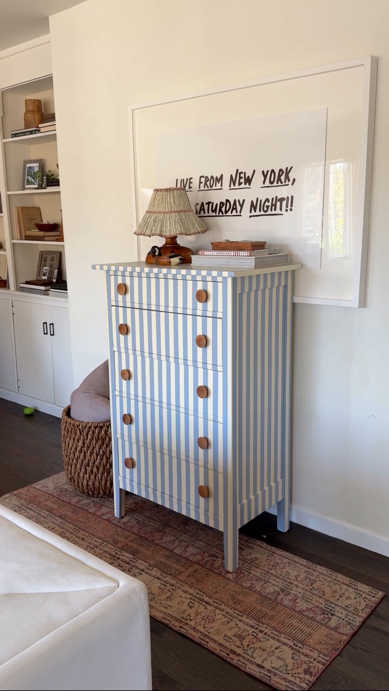 Blue and White Striped Dresser #10