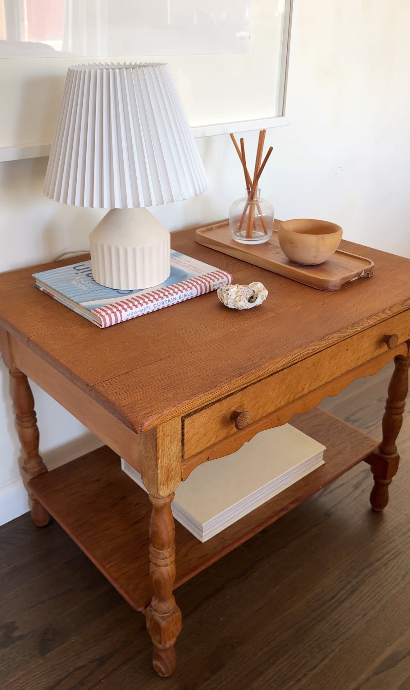 Danish Oak and Wicker Low Table