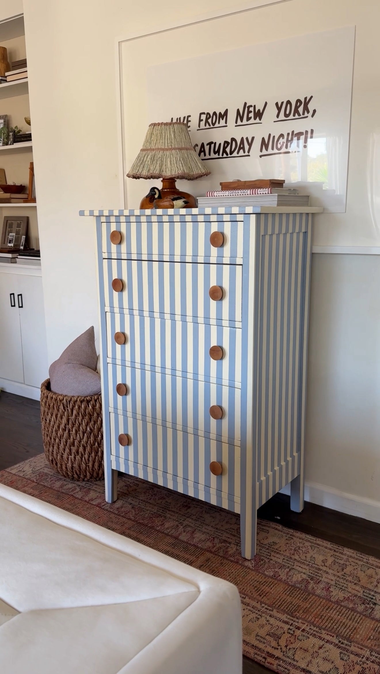 Blue and White Striped Dresser #10
