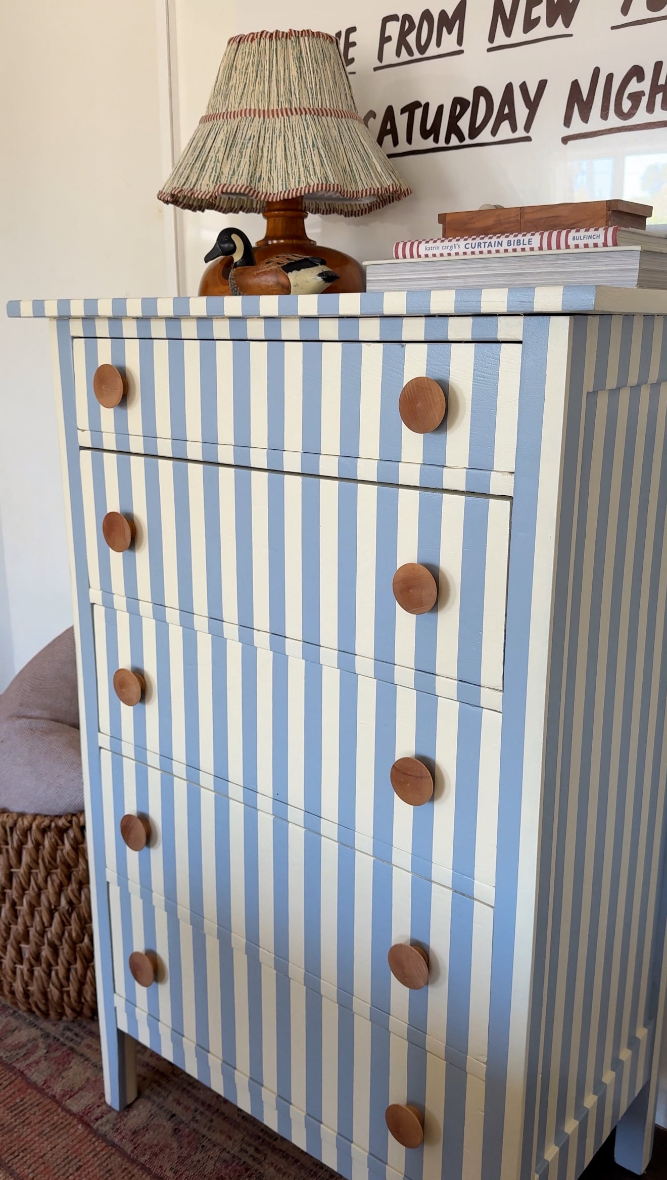 Blue and White Striped Dresser #10