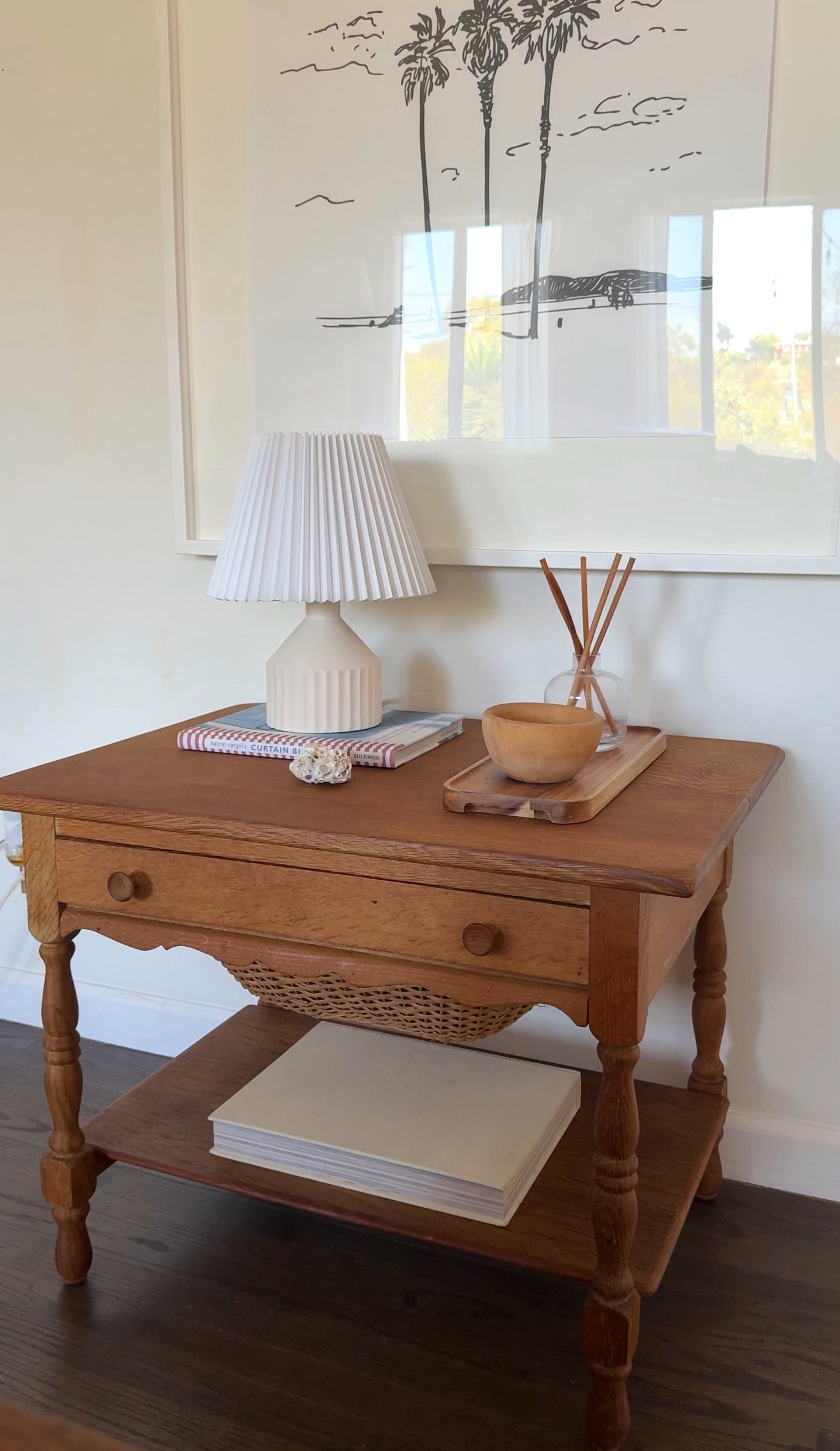 Danish Oak and Wicker Low Table