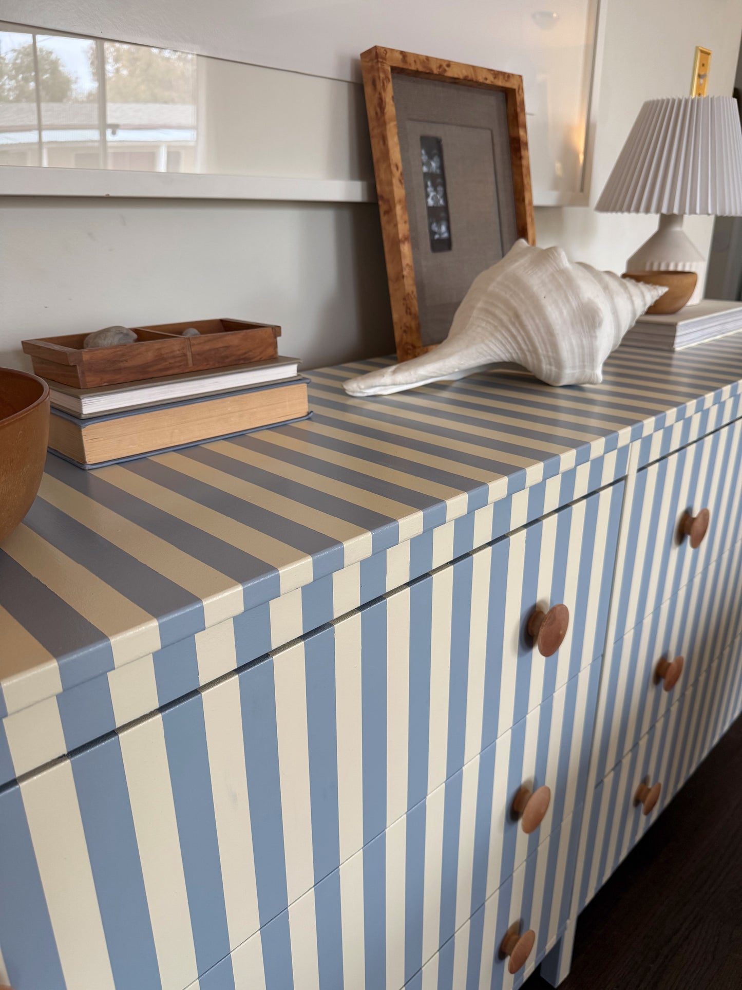 Blue and White Striped Dresser #08