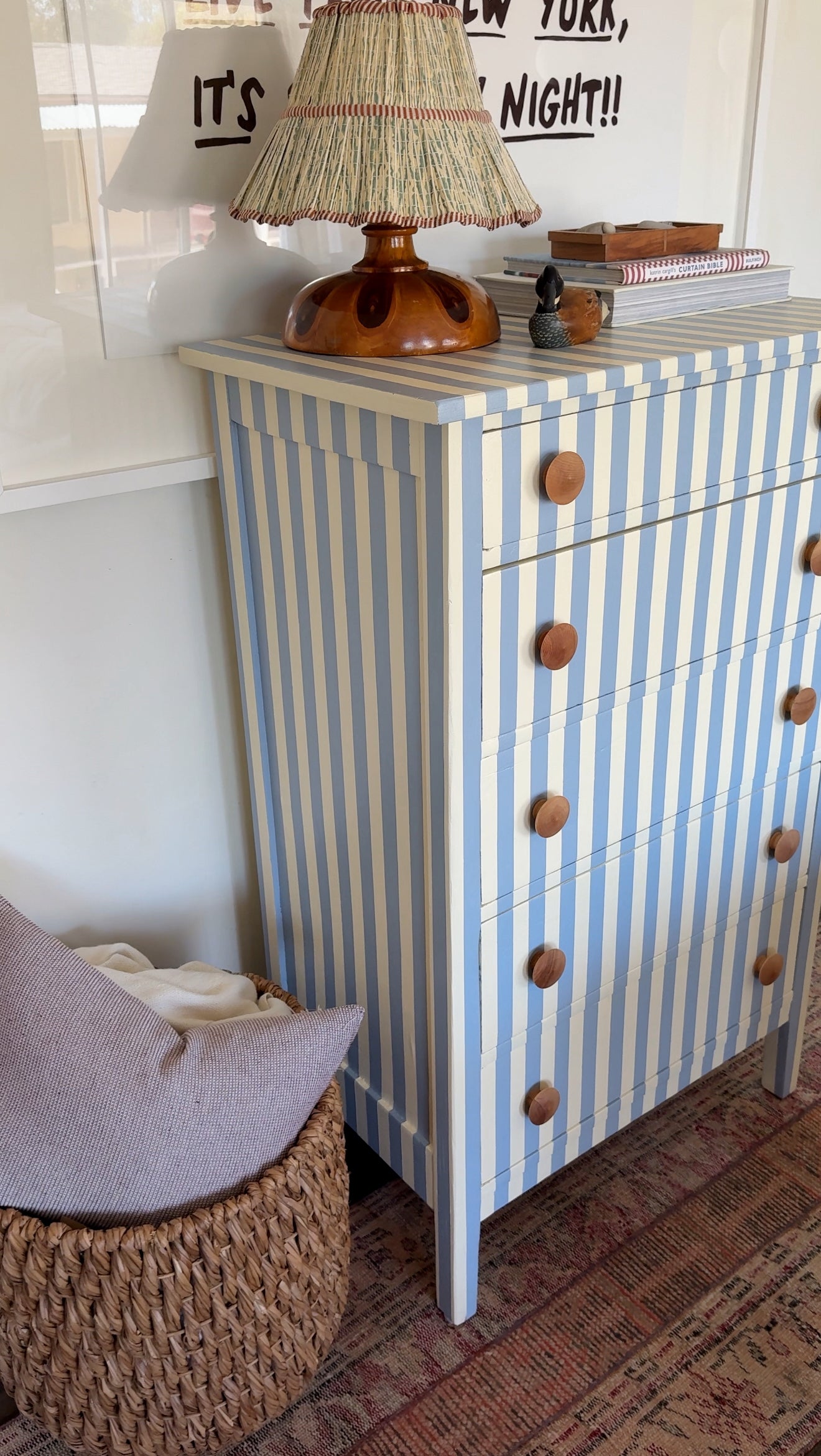 Blue and White Striped Dresser #10