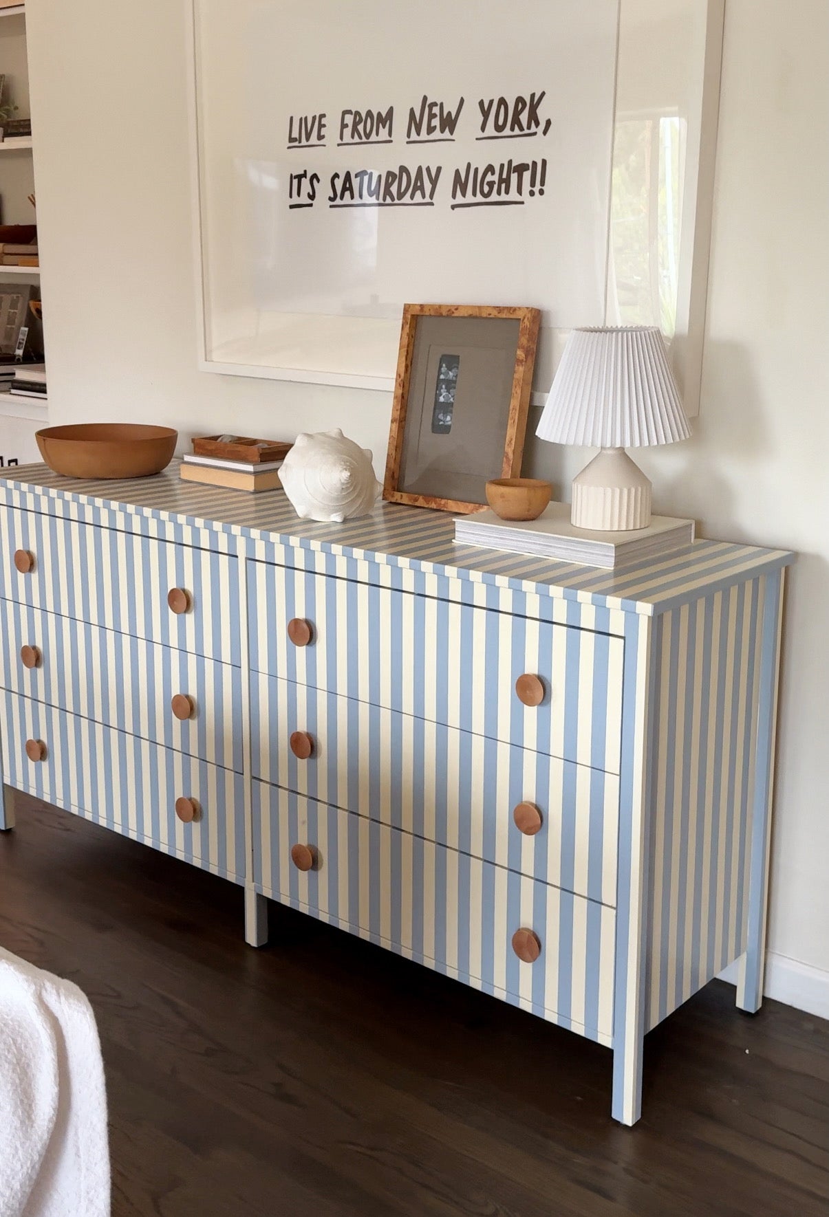 Blue and White Striped Dresser #08