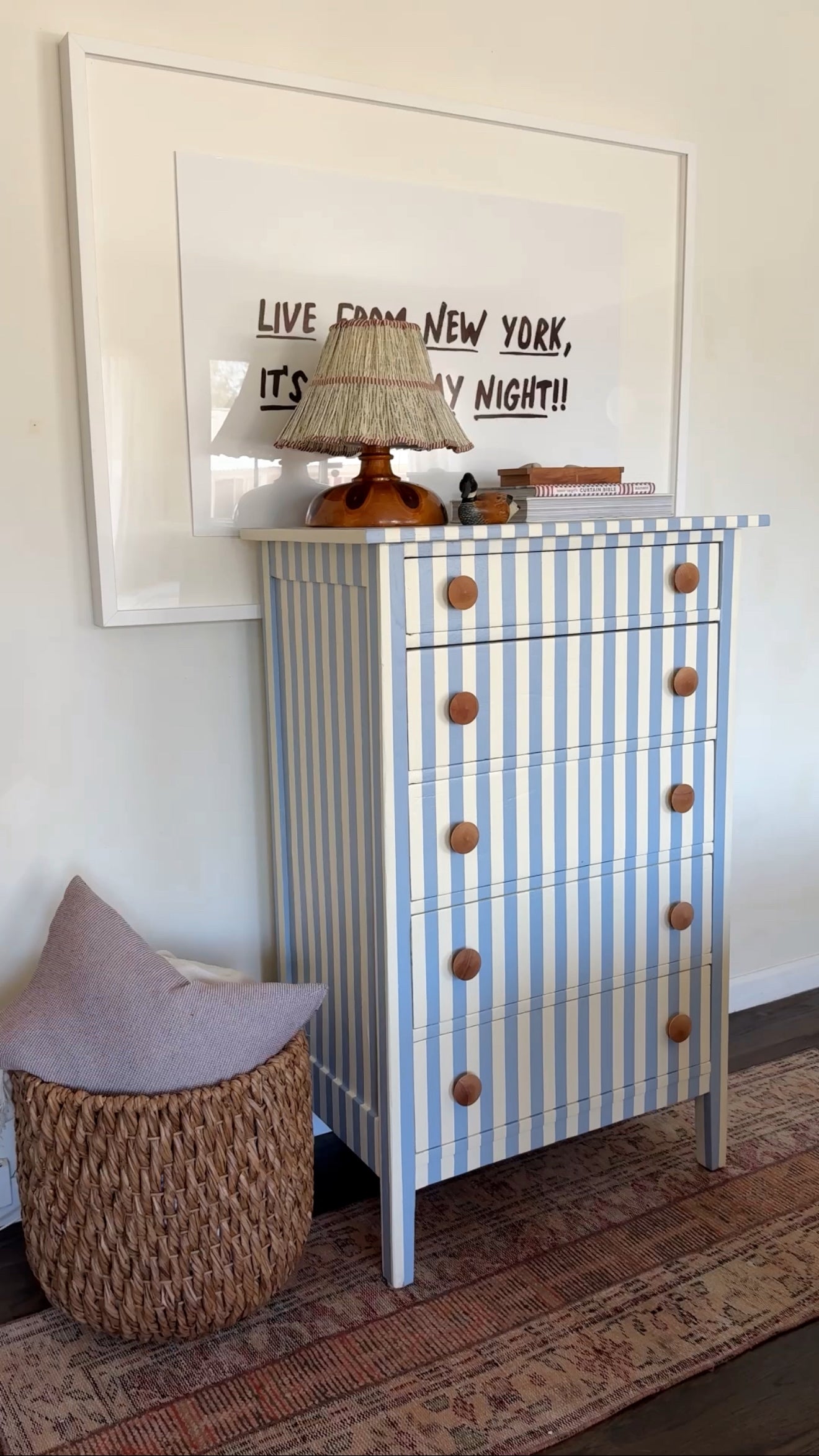 Blue and White Striped Dresser #10
