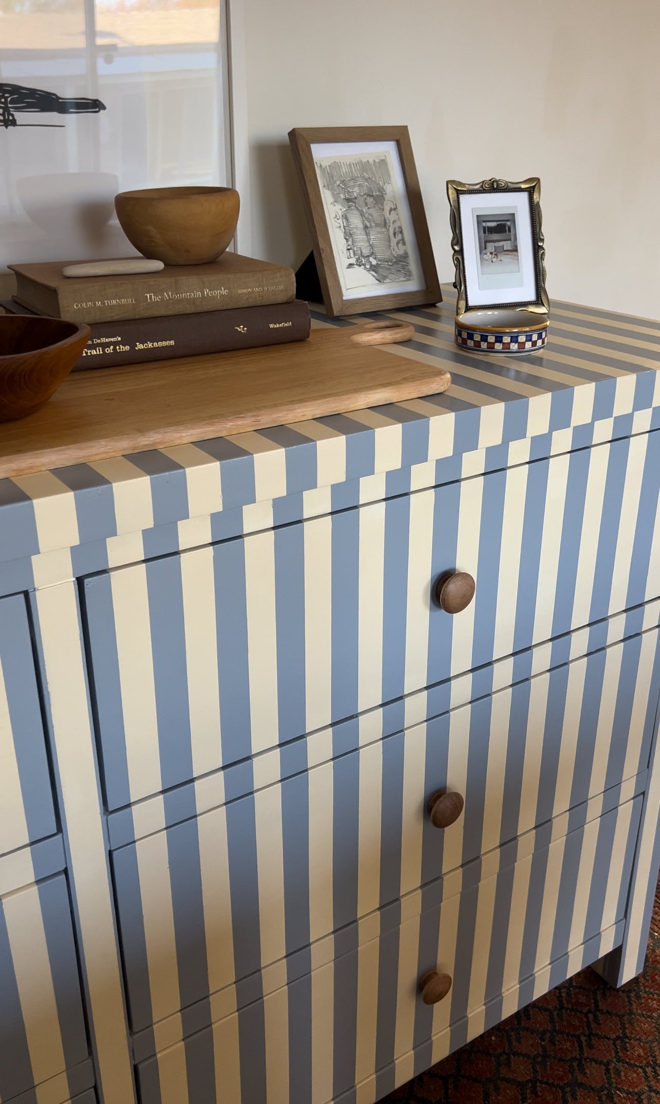Blue and White Striped Dresser #05