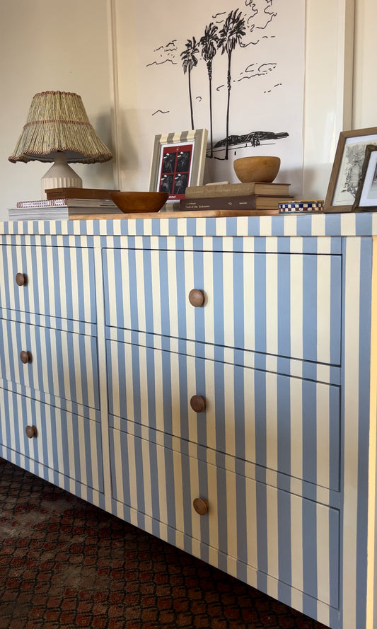 Blue and White Striped Dresser #05