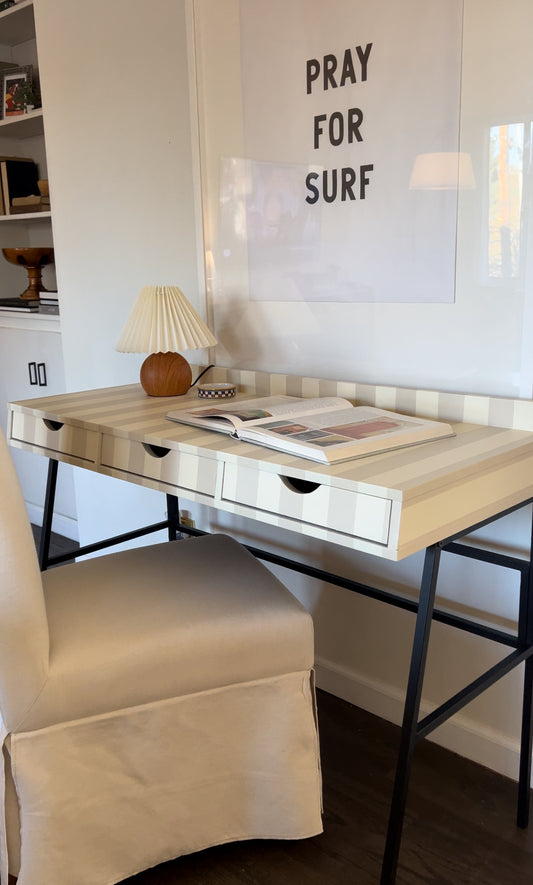 Cream & Tan Striped Desk