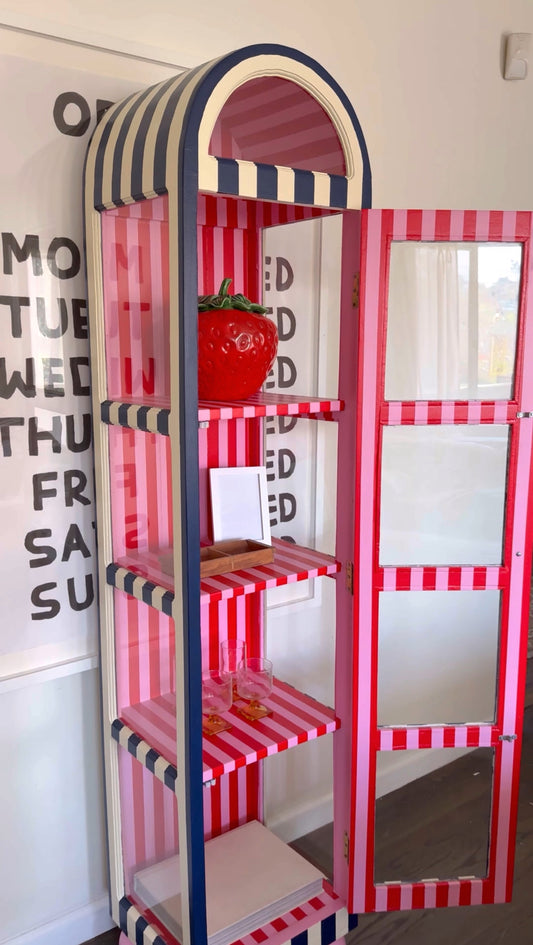 Striped Glass Cabinet