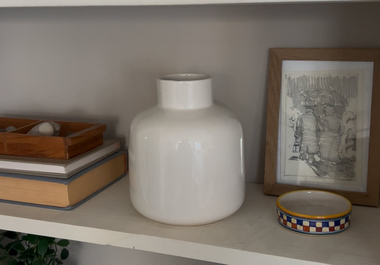 White Round Vase