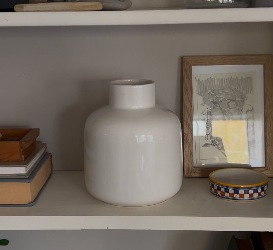 White Round Vase