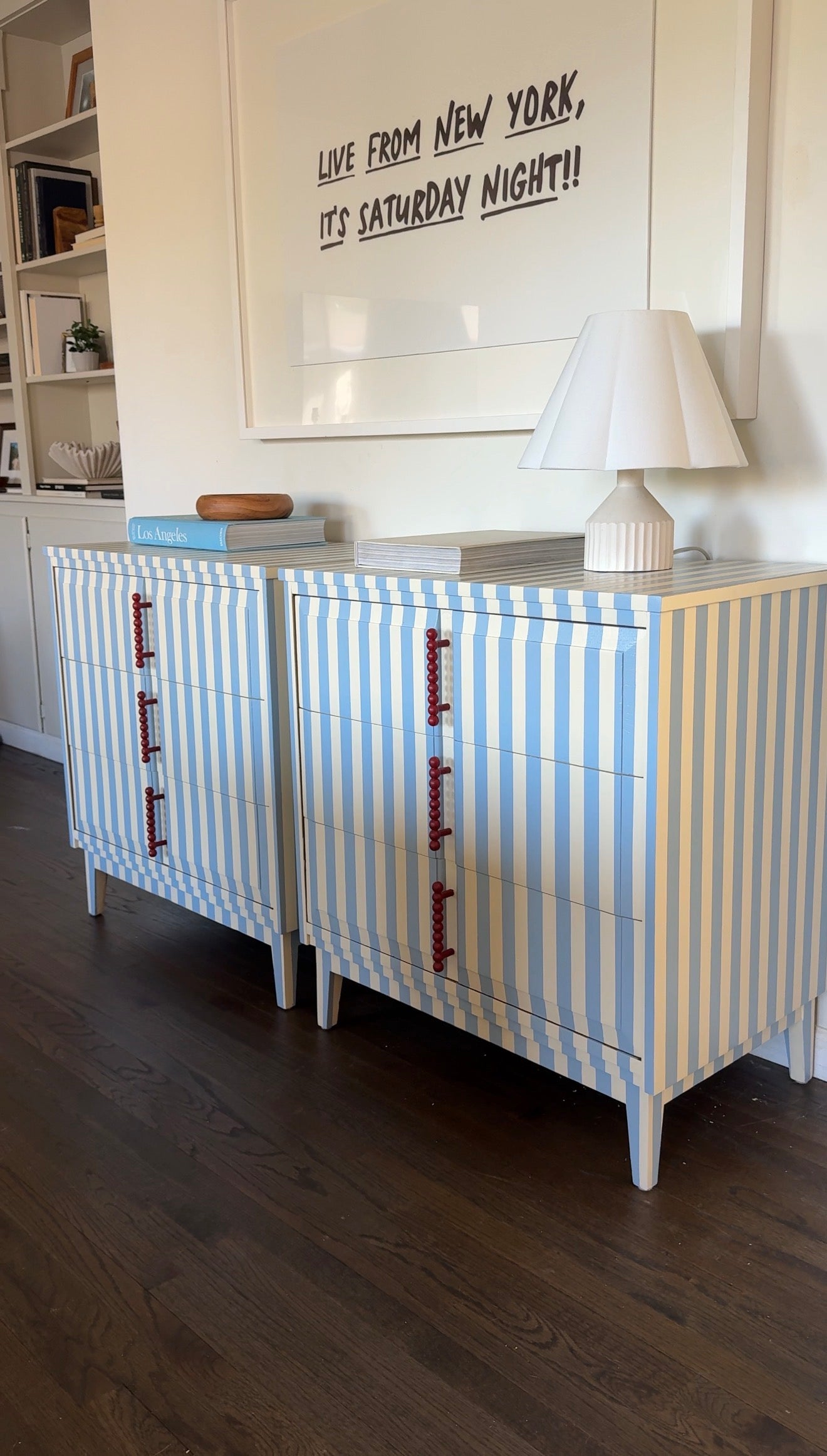 Blue and White Striped Dresser #12