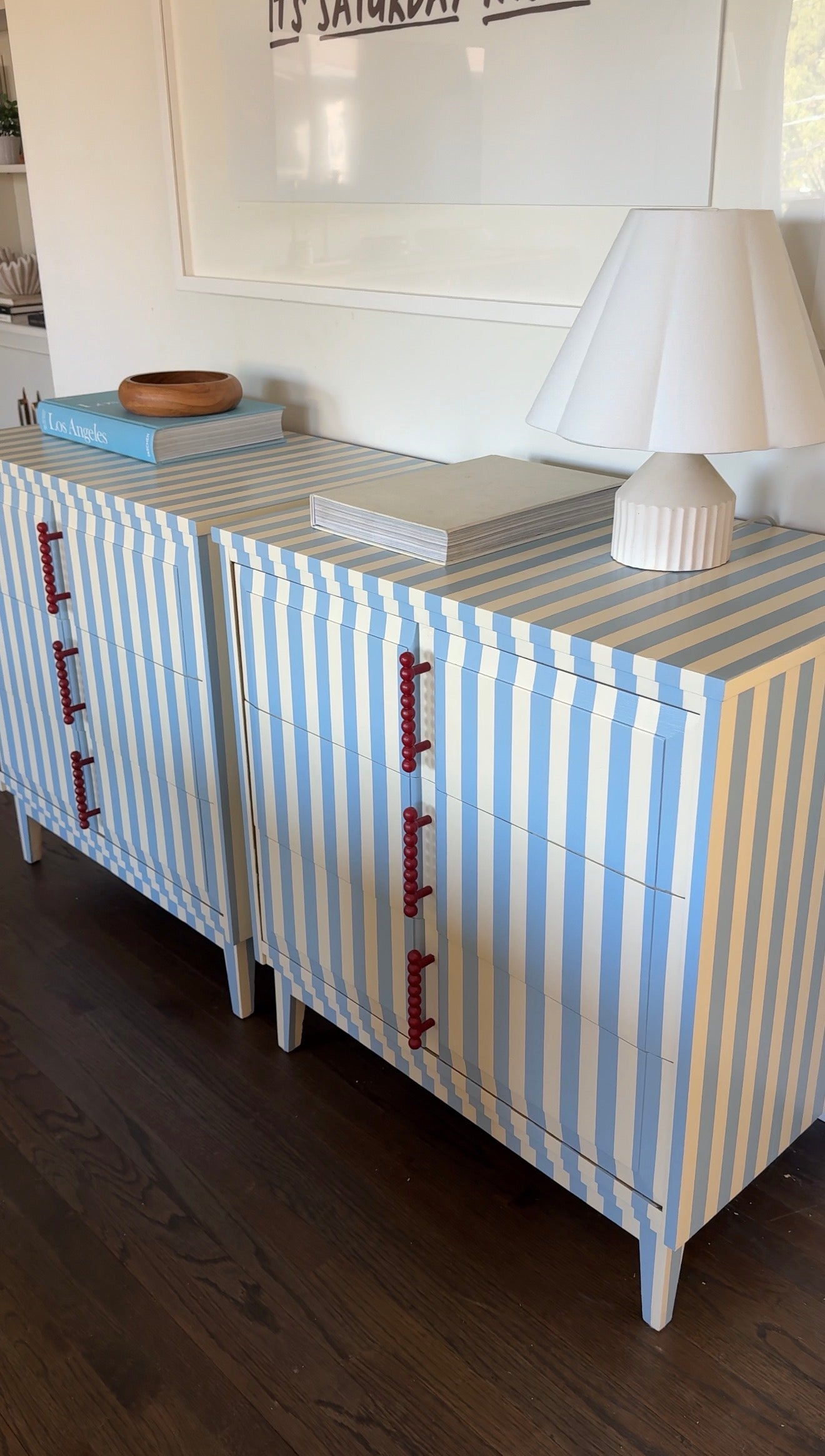 Blue and White Striped Dresser #12