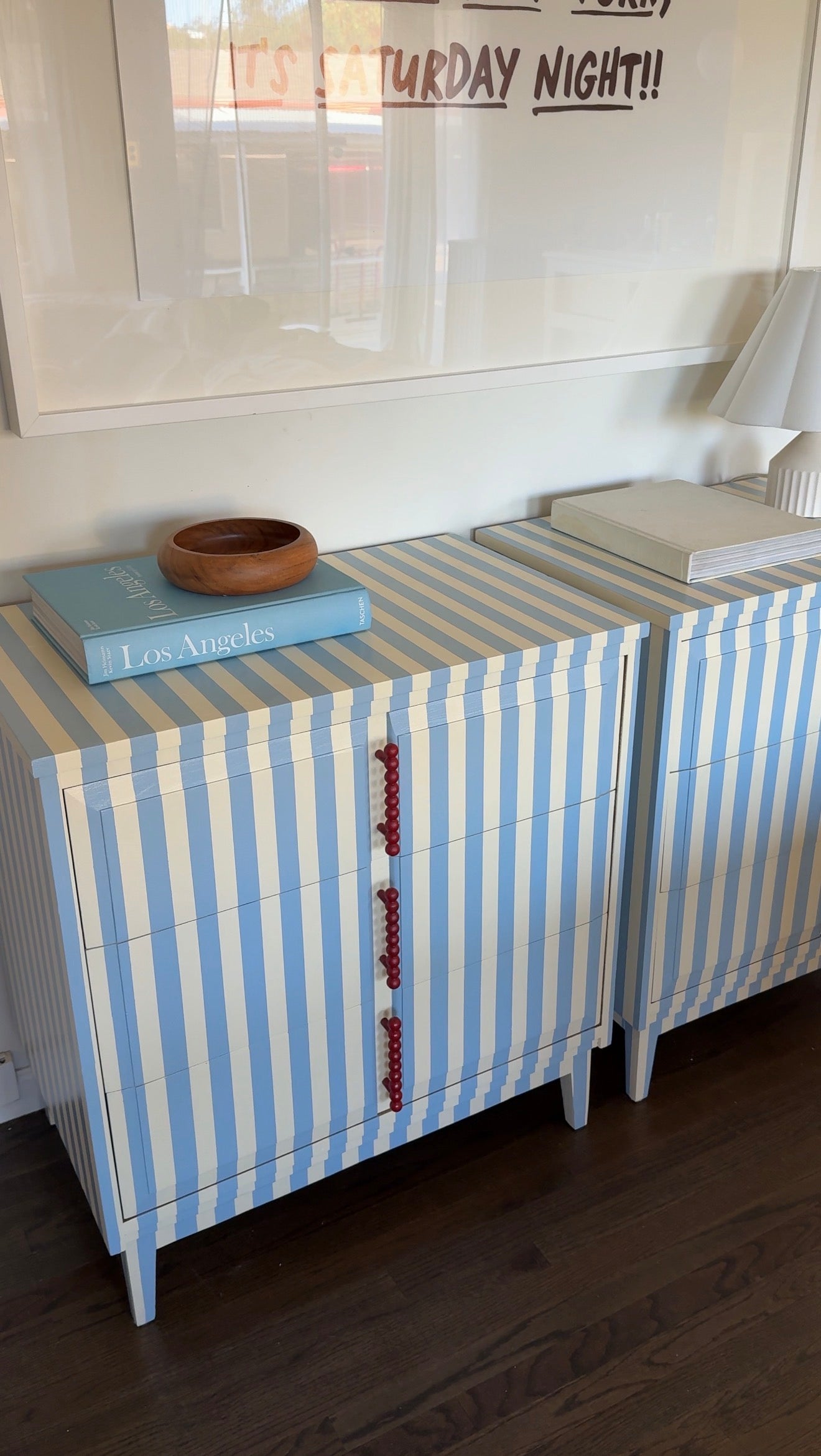 Blue and White Striped Dresser #12