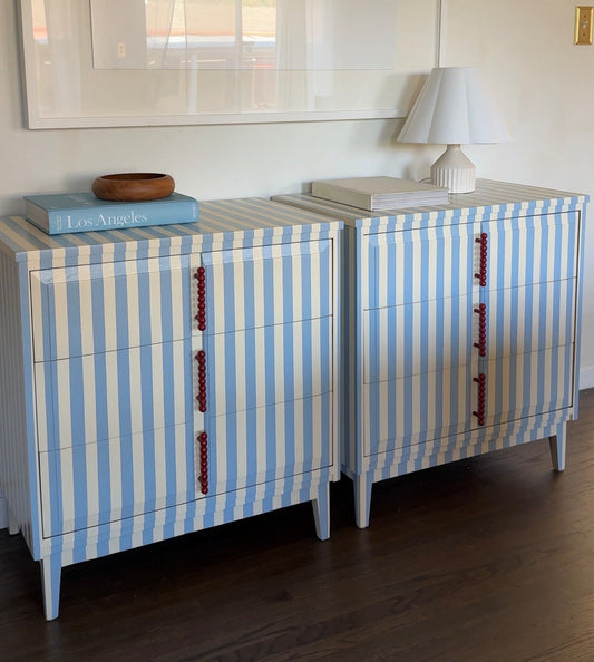 Blue and White Striped Dresser #12