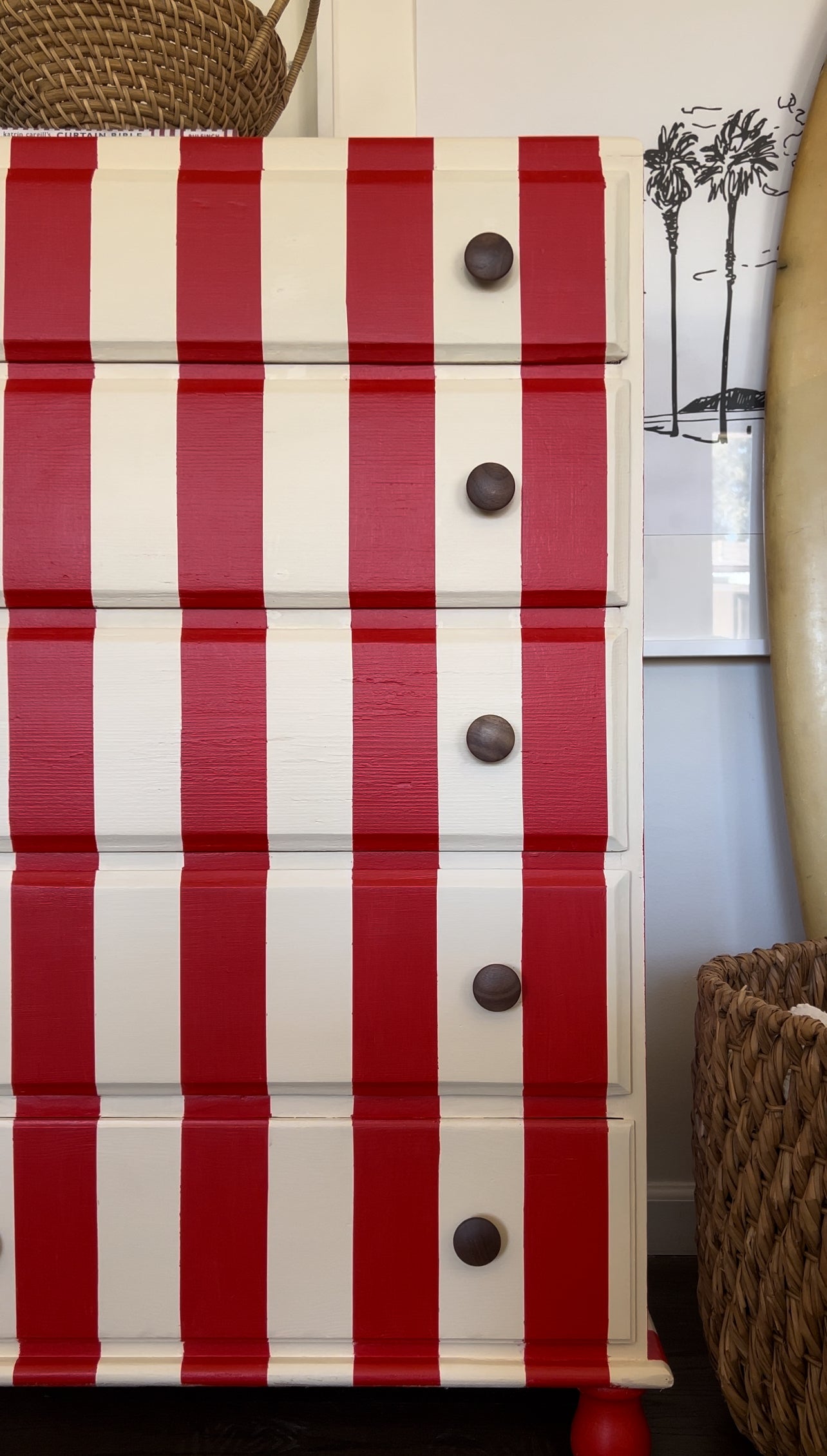 Red and White Striped Tallboy