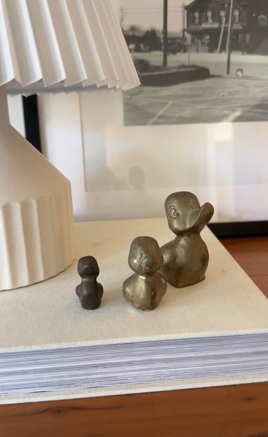 Vintage Solid Brass Duck Set