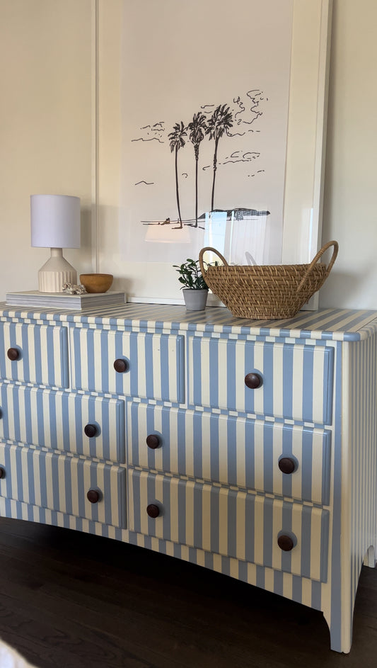 Blue and White Striped Dresser #01
