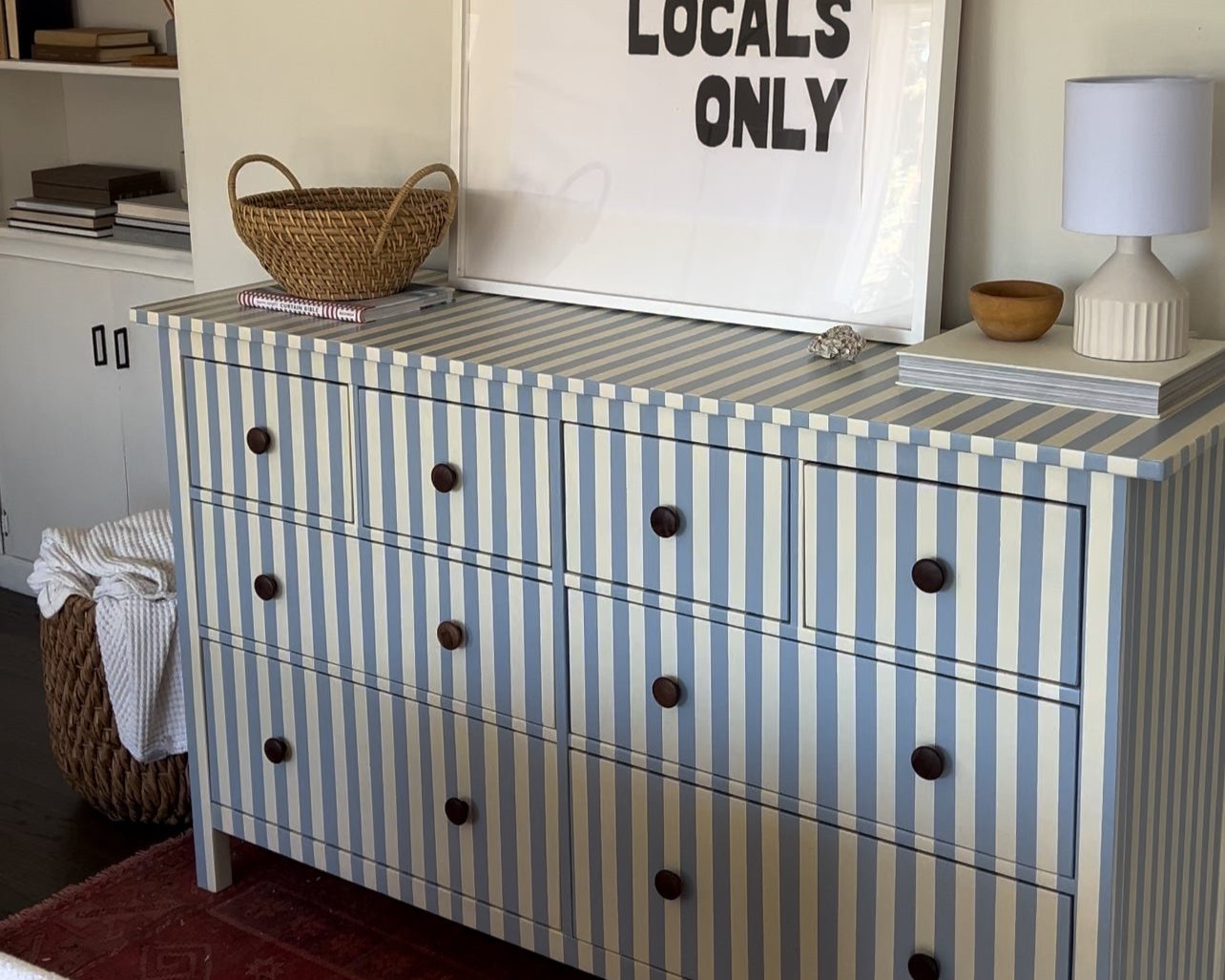 Blue and White Striped Dresser #02