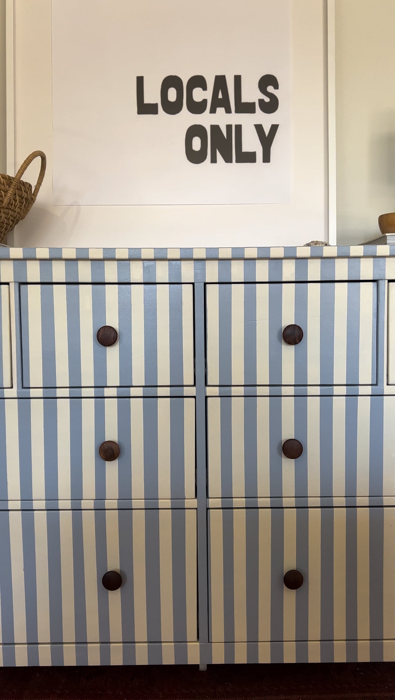 Blue and White Striped Dresser #02
