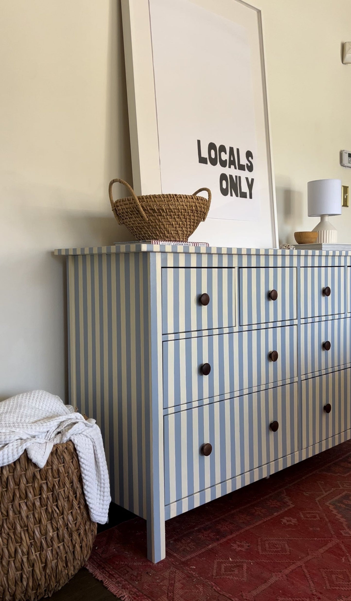 Blue and White Striped Dresser #02