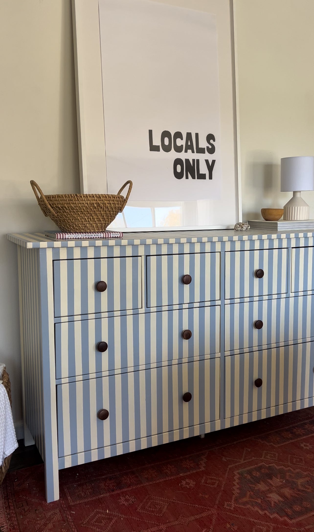 Blue and White Striped Dresser #02