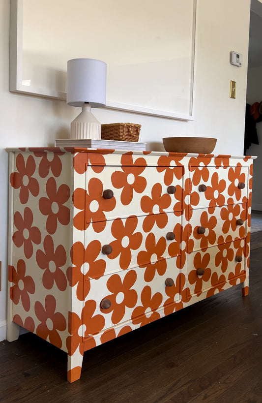 Orange Floral Dresser