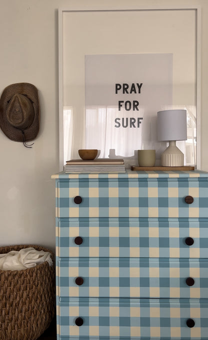 Blue Gingham Dresser