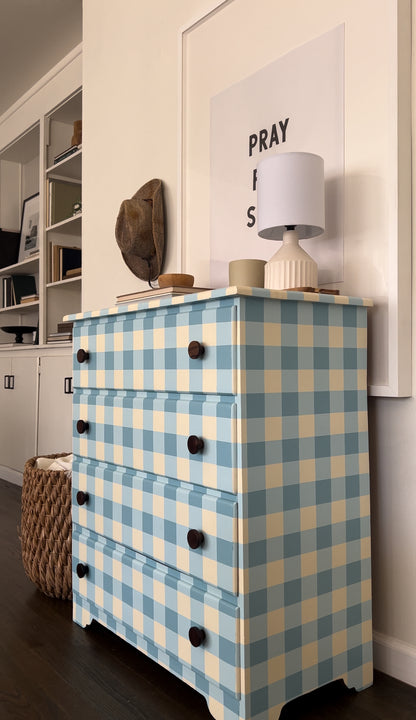 Blue Gingham Dresser