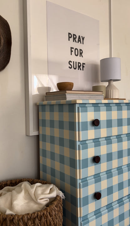 Blue Gingham Dresser