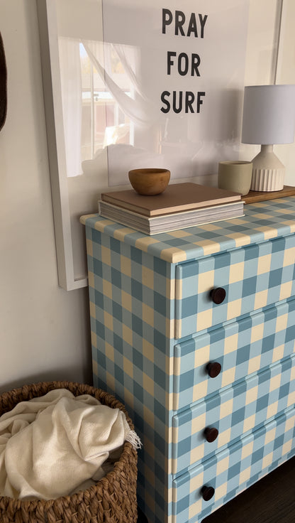 Blue Gingham Dresser