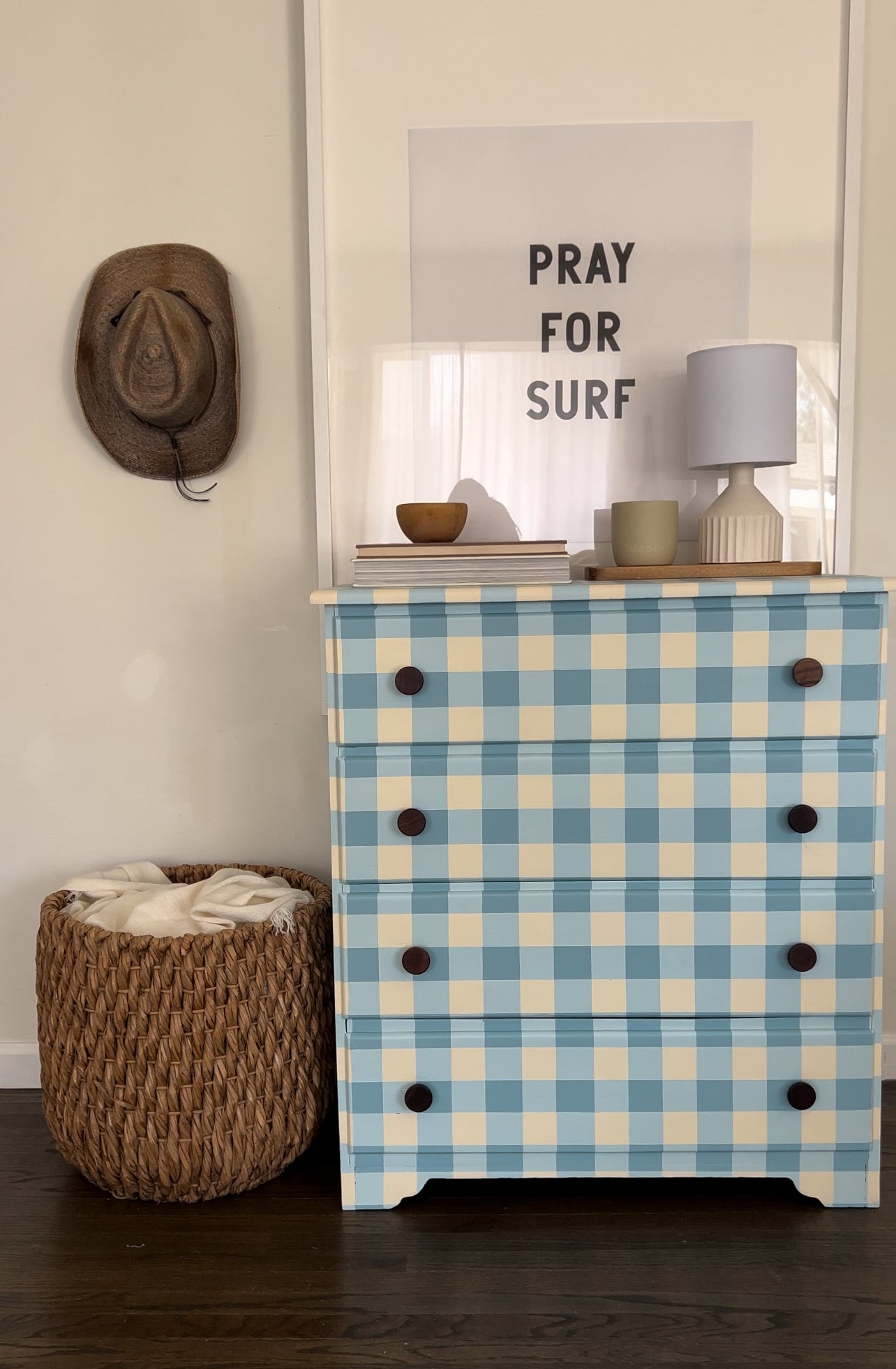 Blue Gingham Dresser