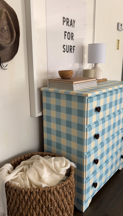 Blue Gingham Dresser