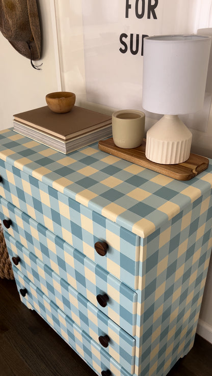 Blue Gingham Dresser